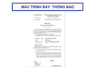 MẪU TRÌNH BÀY THÔNG BÁOMẪU TRÌNH BÀY THÔNG BÁO
 