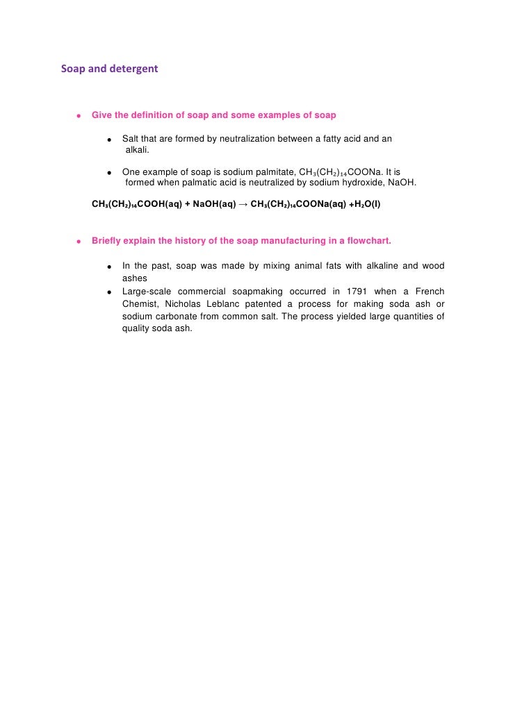 1.1 soap example request chemistry & Soap detergent