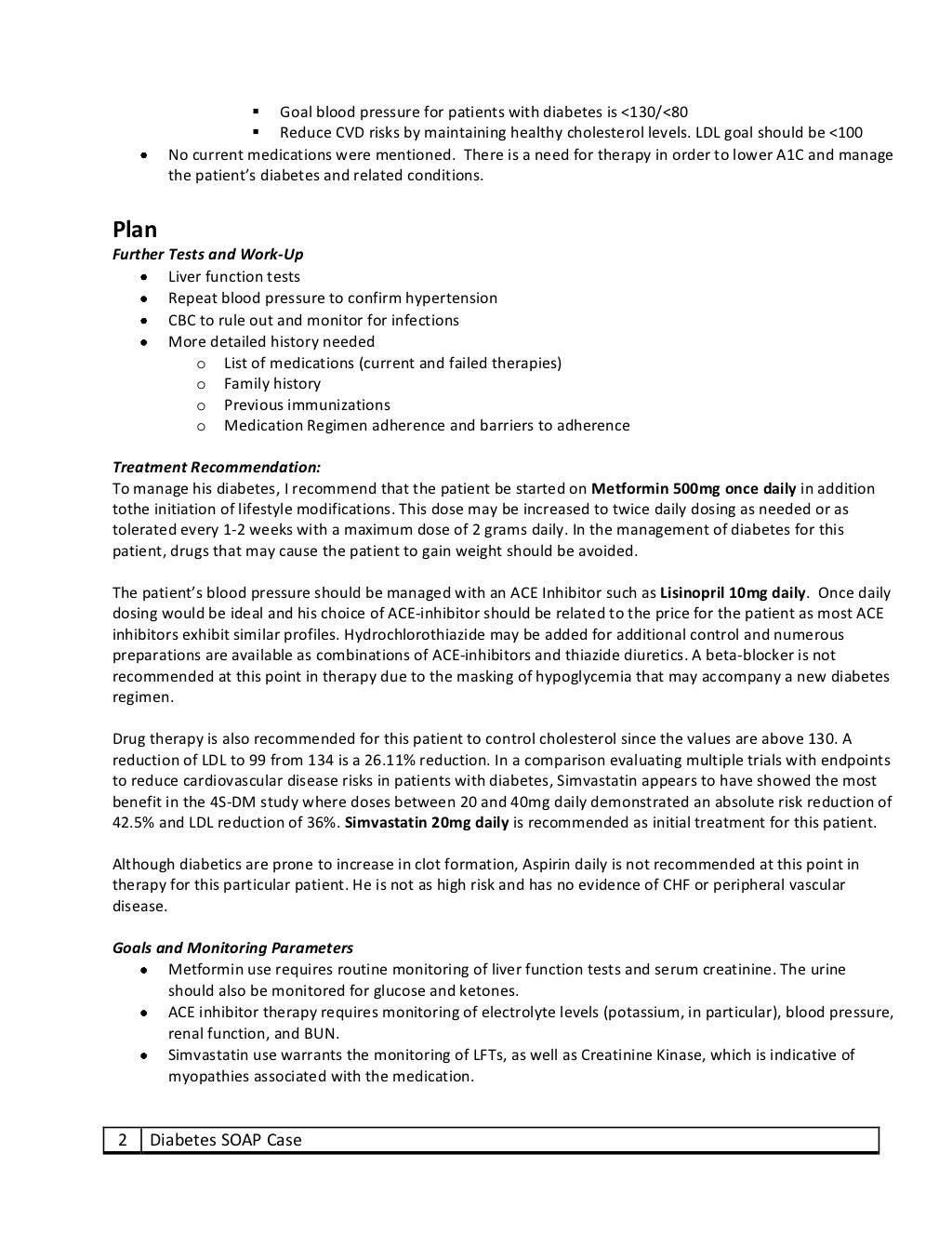 Diabetes SOAP Note Exercise