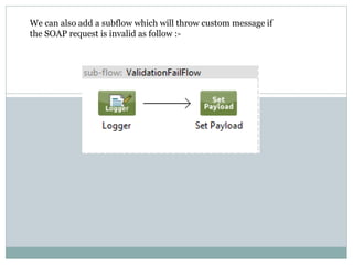 We can also add a subflow which will throw custom message if
the SOAP request is invalid as follow :-
 