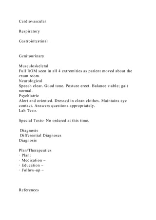 SOAP NOTE SAMPLE FORMAT FOR MRCNameDateTime AgeS docx