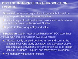State of socio-economic research on climate change and policy implications in the Philippines