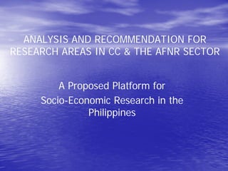 State of socio-economic research on climate change and policy implications in the Philippines
