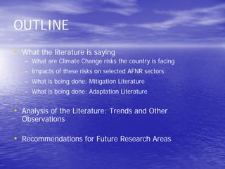 State of socio-economic research on climate change and policy implications in the Philippines