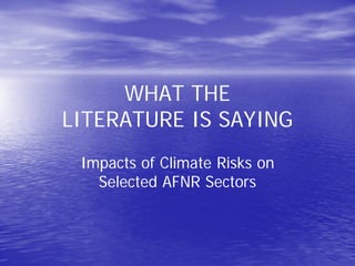 State of socio-economic research on climate change and policy implications in the Philippines