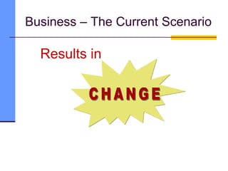 Business – The Current Scenario
Results in
 