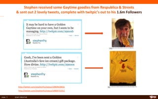 The next day Unilever calls its digital agency, Soap Creative, and PR consultancy, Res Publica, with the question… “How do we introduce Stephen to Golden Gaytimes?”Soap identified that Twitter was the most effective and suited social media platform, @Stephenfry being one of the most twitter loving of all celebs.  Res Publica recommended that if Golden Gaytime product could be delivered to Stephen in a fun way, there was a good chance he would tweet about it.  Working together the two agencies put the plan into action.