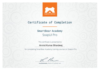 SoapUI Pro Advance Training Certificate from Smartbear