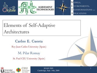 Elements of Self-AdaptiveArchitectures      Carlos E. Cuesta   Rey Juan Carlos University (Spain)         M. Pilar Romay    St. Paul CEU University (Spain)                                   SOAR 2009              1                            Cambridge, Sept. 14th, 2009 