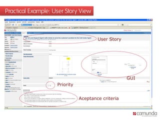 Practical Example: User Story View



                                       User Story




                                                    GUI
                    Priority


                               Aceptance criteria
 
