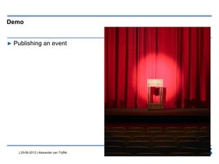 | 25-06-2012 | Alexander van Trijffel
Demo
▶ Publishing an event
 