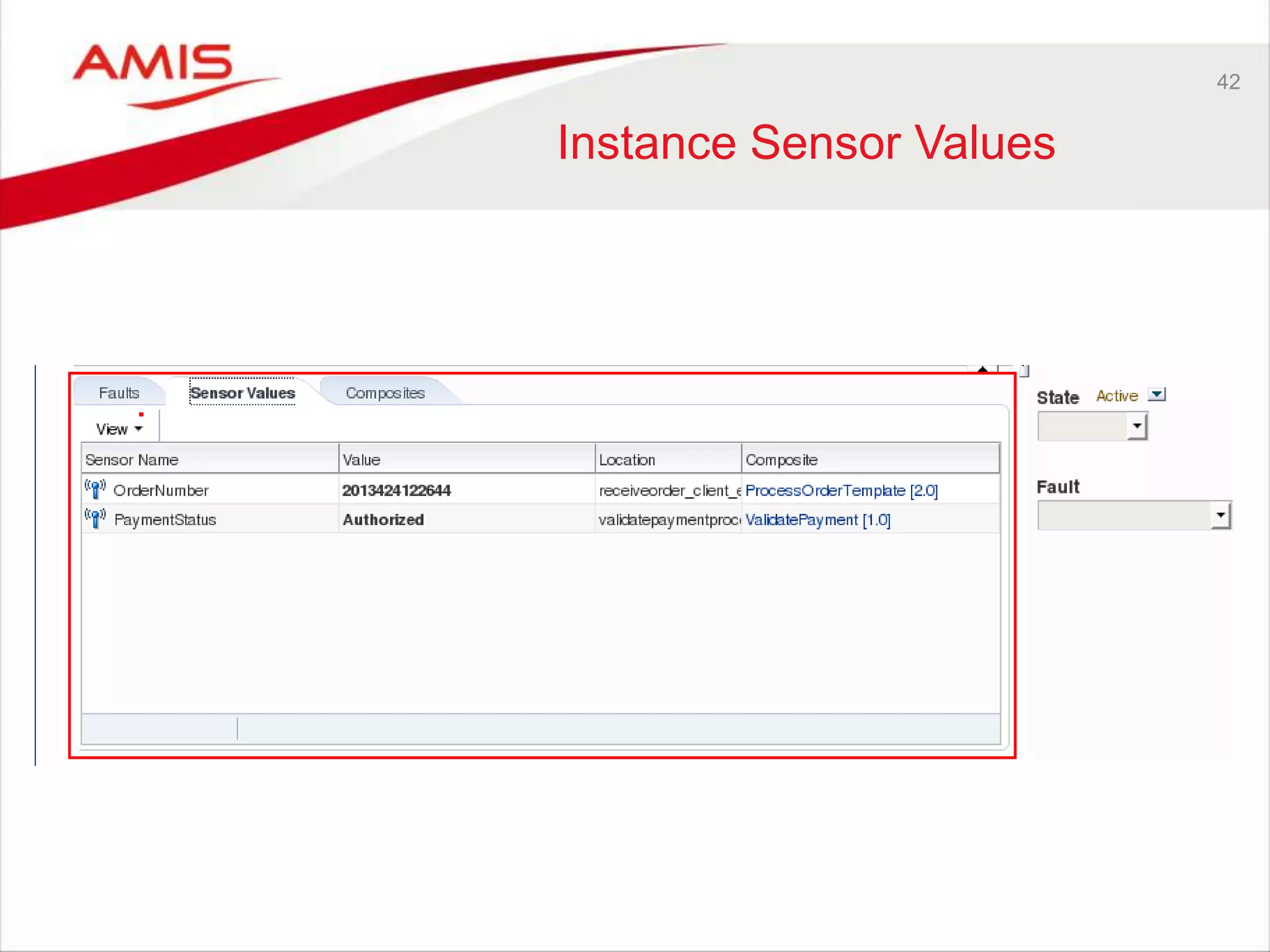 42
Instance Sensor Values
 