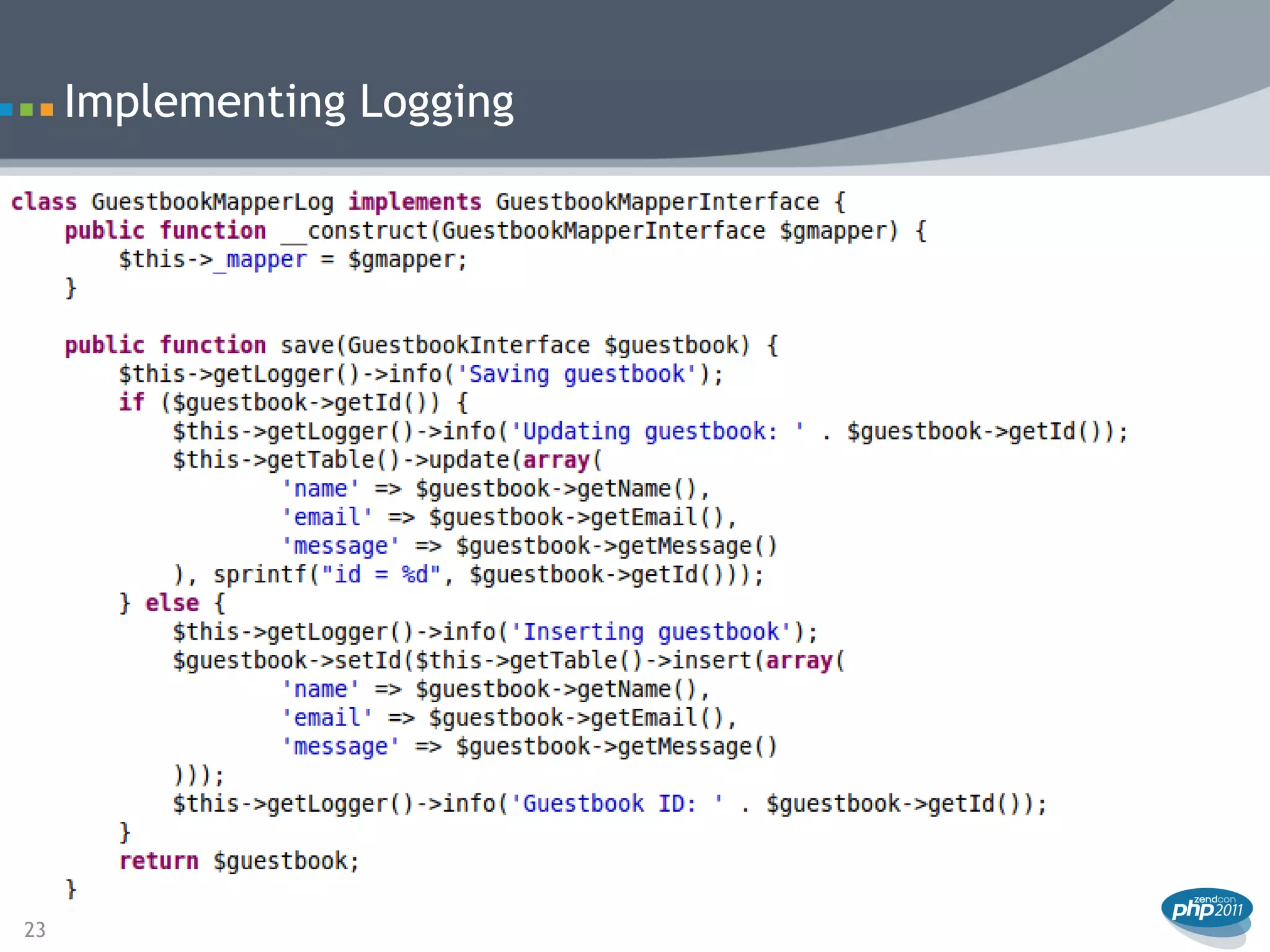 Implementing Logging




23
 