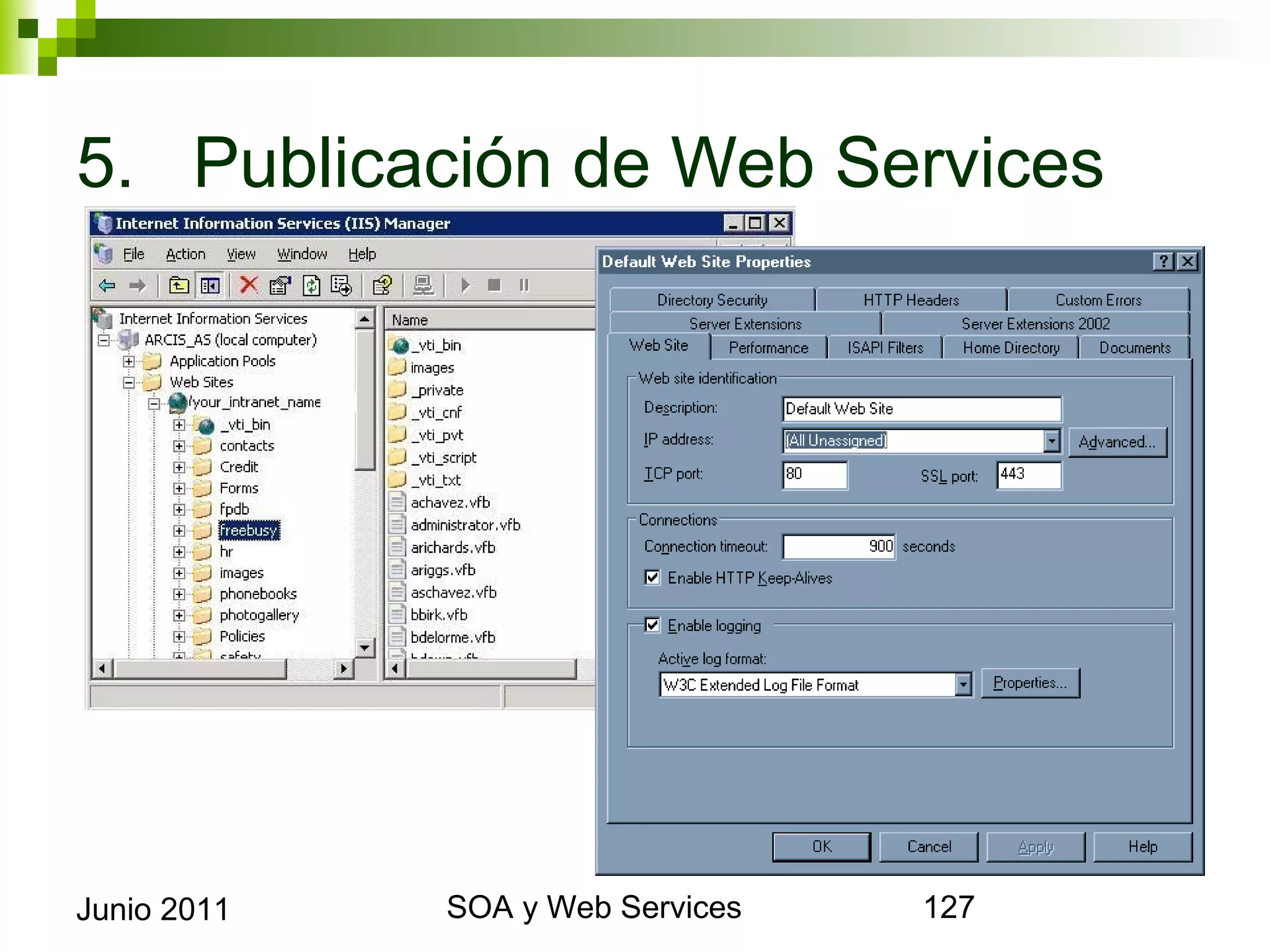 5. Publicación de Web Services




Junio 2011    SOA y Web Services   127
 