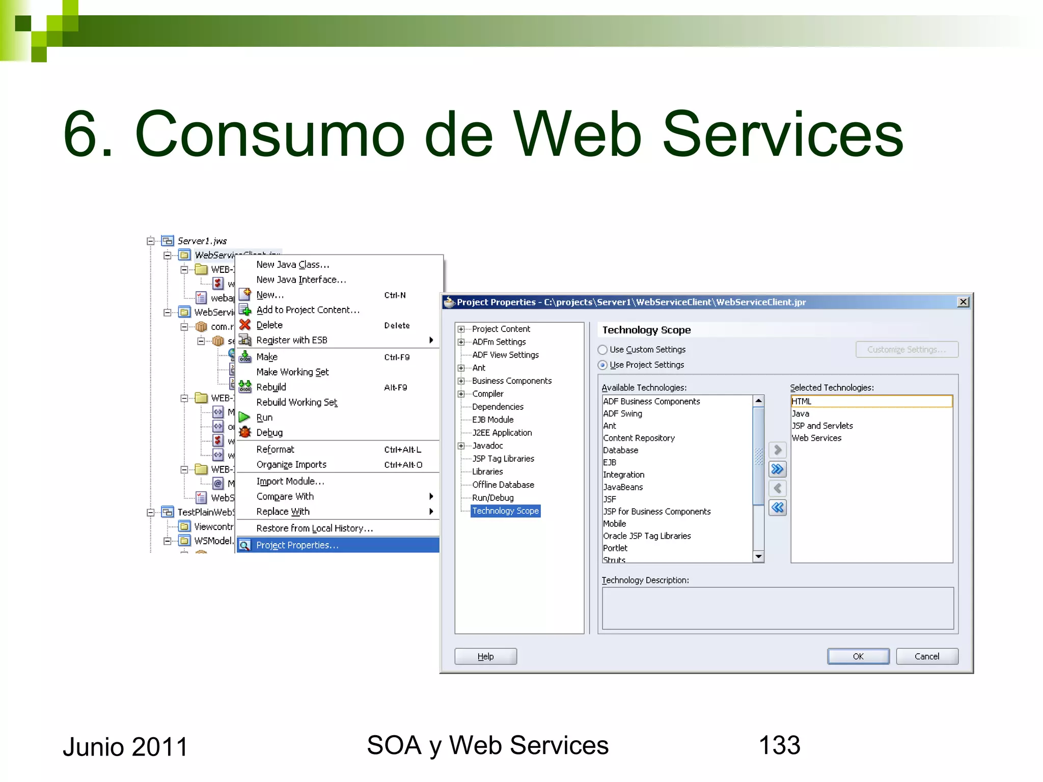 6. Consumo de Web Services




Junio 2011   SOA y Web Services   133
 