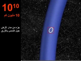 جزء من مدار الأرض حول الشمس بالأزرق 10 10  10  مليون كم  