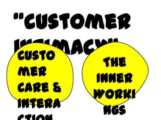 “customer
intimacy”Custo
mer
Care &
Intera
The
Inner
Worki
ngs
 
