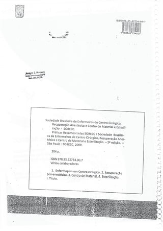 SOBECC- Enfermagem em Centro Cirúrgico e Centro de Material e Esterilização 