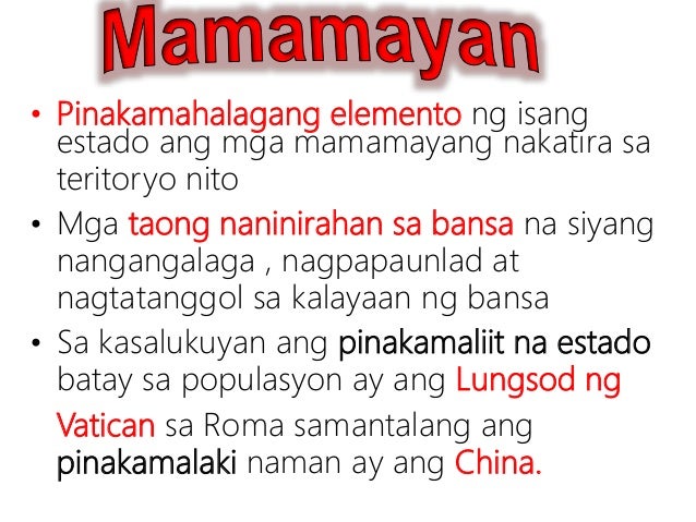 Isang Bansa Apat Na Elemento Ng Estado Mamamayan - bansatado