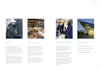 THE DEVELOPER
SOBHA ACADEMY FOR HANDS-ON
TRAINING BY GERMAN EXPERTS
The Sobha Academy, set up in
Bangalore, is a unique centre for
learning that offers workplace skill
development programs.
Sobha Academy produces tradesmen
skilled in tiling, granite masonry,
gypsum works, water-proofing,
electrical and plumbing works.
It imparts continuous training to the
Company's engineers and skilled
manpower. The training elevates their
skills and enables them to deliver a
finished product of superlative
quality.
SELF RELIANT
CONSTRUCTION CAPABILITY
Perhaps India's only backward
integrated real estate organization,
competent to deliver a project from
conceptualization to completion.
In fact the in-house woodworking
factory, set up to manufacture doors,
is one of the largest of its kind in
India.
Everything from aesthetic design,
quality metal glazing, to best-in-class
interiors and high grade concrete
products is done in-house.
SELF BELIEF
TO EXCEL
Quality consciousness at Sobha
percolates to all levels of
management and skilled workforce.
With top management supervision
and German quality precision, Sobha
remains the quality benchmark in the
industry.
Superior quality is achieved by
paying attention to the minute details
in systems, processes, designs and
execution of all activities. With such
focus, at Sobha, we strive to deliver
best product in a timely and safe
manner.
PROVEN OVER 70 MILLION
SQUARE FEET TIMES
104 completed real estate projects
265 completed contractual projects
24 cities of Sobha presence
Over 3000 talented workforce
 