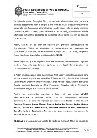 Justiça de Rondônia absolve ex-prefeito Roberto Sobrinho, ex-secretário Jair Ramires, Marquise e outros seis