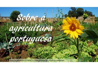 Sobre a
agricultura
portuguesa
http://re-planta.pt/2013/04/22/hortas-urbanas-em-evora-em-expansao/

 