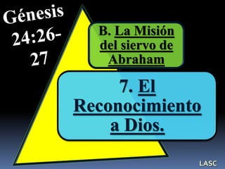 B. La Misión
del siervo de
Abraham
7. El
Reconocimiento
a Dios.
LASC
 