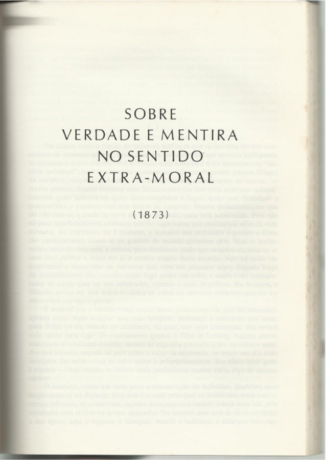 Sobre a verdade e mentira no sentido extra moral nietzsche