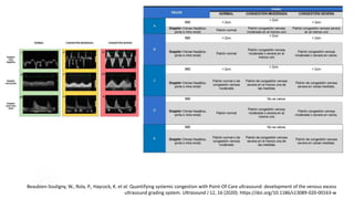 Beaubien-Souligny, W., Rola, P., Haycock, K. et al. Quantifying systemic congestion with Point-Of-Care ultrasound: development of the
venous excess ultrasound grading system. Ultrasound J 12, 16 (2020). https://doi.org/10.1186/s13089-020-00163-w
Interpretación
Beaubien-Souligny, W., Rola, P., Haycock, K. et al. Quantifying systemic congestion with Point-Of-Care ultrasound: development of the venous excess
ultrasound grading system. Ultrasound J 12, 16 (2020). https://doi.org/10.1186/s13089-020-00163-w
 