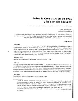 Sobre la constitución de 1991 y las Ciencias Sociales