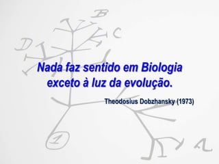 Nada faz sentido em Biologia
exceto à luz da evolução.
Theodosius Dobzhansky (1973)

 