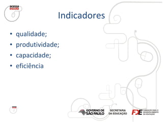 Indicadores qualidade; produtividade; capacidade; eficiência 