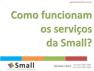 www.smallconsultoria.com.br




Como funcionam
     os serviços
      da Small?
                           +55 (11) 2307.7105
        São Paulo | Brasil +55 (11) 2307.7106
 