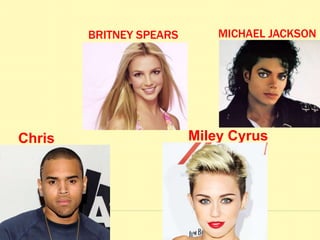 BRITNEY SPEARS
Chris
Brown
MICHAEL JACKSON
Miley Cyrus
 