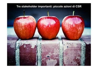 Tre stakeholder importanti: piccole azioni di CSR
 