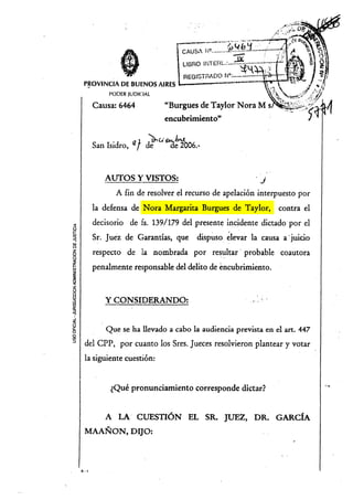 Sobreseimiento de nora taylor