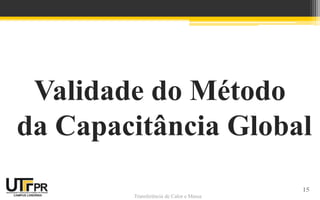 Transferência de Calor e Massa
Validade do Método
da Capacitância Global
15
 