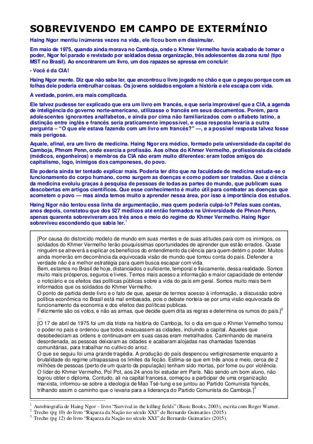SOBREVIVENDO EM CAMPO DE EXTERMÍNIO
Haing Ngor mentiu inúmeras vezes na vida, ele ficou bom em dissimular.
Em maio de 1975...
