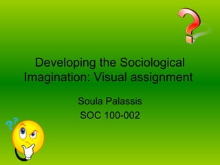 Developing the Sociological Imagination: Visual assignment  Soula Palassis SOC 100-002 