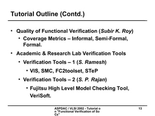 Comprehensive Tutorial on Functional Verification of System on Chips ...