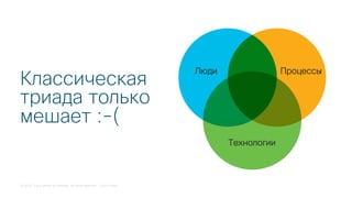 © 2018 Cisco and/or its affiliates. All rights reserved. Cisco Public
Классическая
триада только
мешает :-(
Люди Процессы
Технологии
 