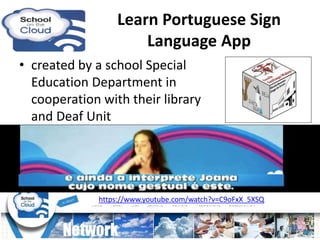 • created by a school Special
Education Department in
cooperation with their library
and Deaf Unit
https://www.youtube.com...