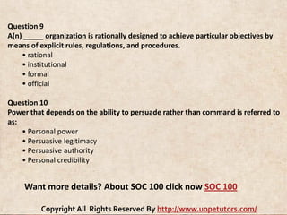 Soc 100 midterm exam part 2 assignment | PDF