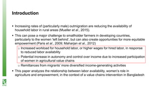 Labor scarcity and women's role in agricultural production: evidence from Bangladesh