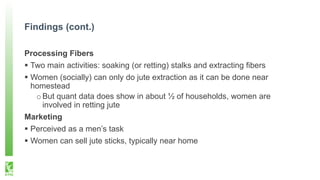 Gender roles in the jute value chain in Bangladesh - Experience from the USAID/AVC project impact evaluation