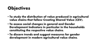 Gender dynamics in modern agricultural value chains