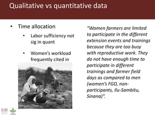 Women farmers' participation in the agricultural research process: implications for agricultural sustainability in Ethiopia