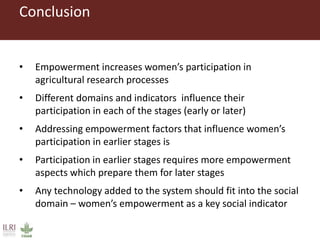 Women farmers' participation in the agricultural research process: implications for agricultural sustainability in Ethiopia