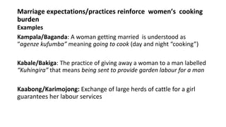 The gendered pattern of unpaid care work and its implication for women's agricultural opportunities in Uganda