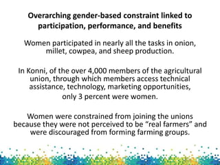 Designing options to narrow gender gaps in agricultural value chains using a resilience lens: Evidence from the Tahoua region of Niger